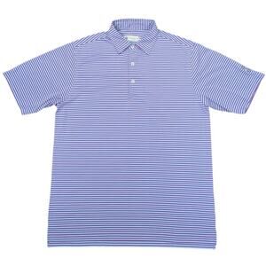 Donald Ross Polo Shirt Mens Blue Purple Striped Performance Preppy Golf Size Med